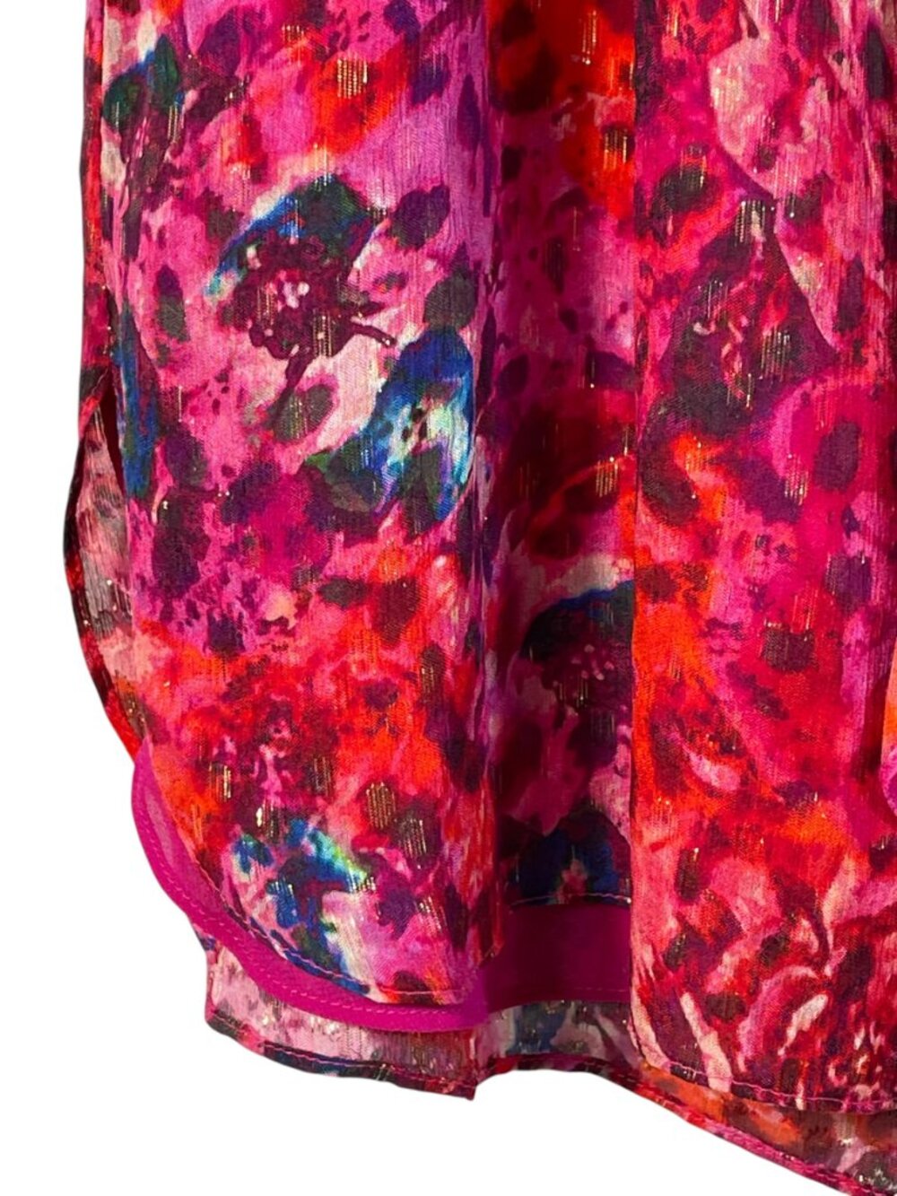 Elie Tahari 93% Silk Metallic Floral Pintuck Sleeveless Blouse Pink M - Picture 12 of 15